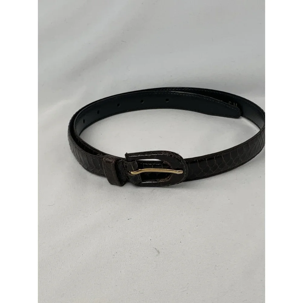 Skaffles‎ Genuine Snakeskin Belt Small Brown Skinny 3/4